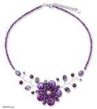 Pearl and amethyst necklace, 'Purple Fantasy' 1.2 W 19.1 L