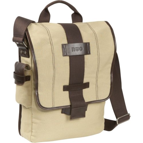 Nuo Tech  Vertical Canvas Messenger Bag-Color: Khaki