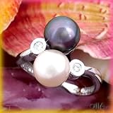 14K Black & White Cultured Pearl & Diamond Ring