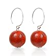 Olive N Figs Sterling Silver and Red Coral Ball Dangle Earrings