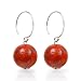 Olive N Figs Sterling Silver and Red Coral Ball Dangle Earrings