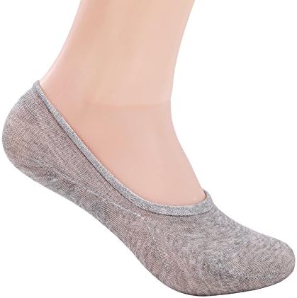 TinL Men's 5 Pair Single Color Anti Slip No Show Socks (Medium, Gray)