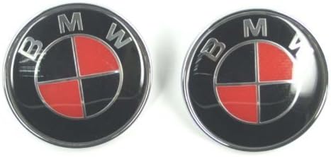 Weiling793 82mm/82 mm Carbon Fiber Red/Black Hood Trunk Emblem Roundle Logo for BMW