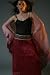 Crinkled silk skirt with embroidered belt