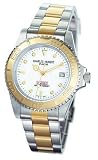 Charles Hubert Paris – Men’s Premium Automatic Two-tone 14kt Gold-plated Traditional Watch w/Rotating Diver Bezel and Off-White Dial