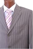Men's Single Breasted 3 Button Taupe Pinstripe Super 150's Dress Suit