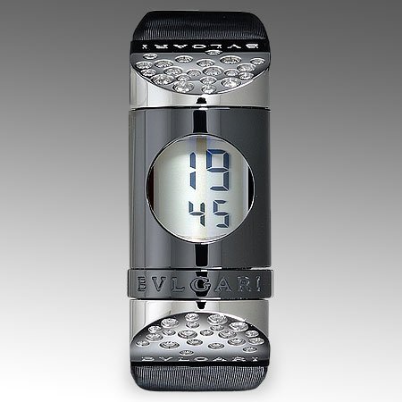 Bvlgari Womens Ipno Digital Diamond Pewter Watch