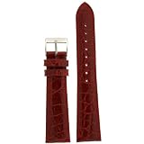 Crocodile Watch Band Red Stitching Padded Handmade 18 millimeter