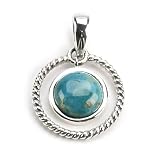 Barse Sterling Silver Rope Circle Turquoise Pendant