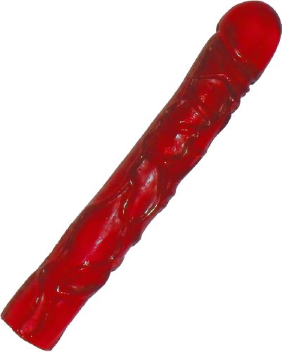Classic 10 inch Realistic Ruby Red Jelly Veined Dong