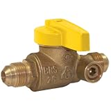 Buy Homewerks VGV-1LS-T3B Premium Side Tap Gas Ball Valve, Flare x Flare, Brass, 1... by Homewerks