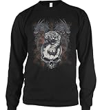 Tiger Dragon Skull Mens Thermal Shirt, Japanese Sun Dragon Design Mens Long Sleeve Thermal Shirt
