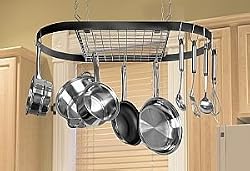 Color Cast 12021 Wrought Iron Oval Pot Rack - Black