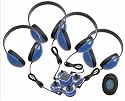 Califone Kids 4 Position Listening and Learning Center, Includes 4 Kids Headphones and Jackbox, Blue