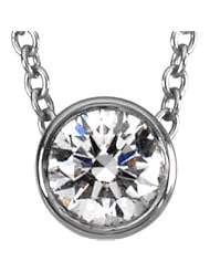 CleverEves Platinum 1 3 Ct Diamond Solitaire Pendant Slide On 18.00 Inch Cable Chain