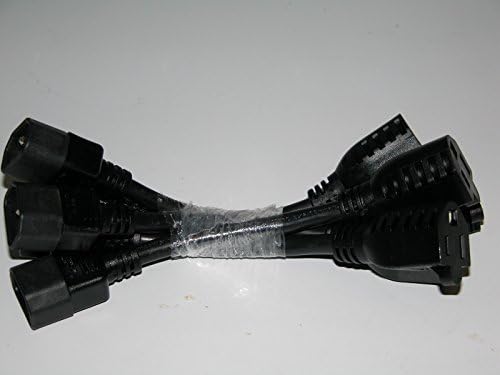 AIT Best Cord, 14 AWG, 8" PDU Monitor Adapter IEC 320 C14 to NEMA 5-15R Power Cables. Quantity 1 Lot of 5, Premium Cord