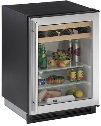 U-Line 1175BEVS-00 24 Beverage Center Dual Cooling Zones, 2 Beech-Trimmed Wine Racks, Stainless St
