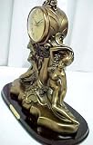 Art Deco Figural Women Bronze Finish Table Clock Mantel