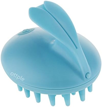 Ottple Electric Scalp Massager Waterproof Shower Vibrate Massaging Shampoo Hair Brush Magic Rebbit Hand Held Design Blue