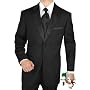 Giorgio Men's Tuxedo Suit Made in Italy 1 Button 2pc Peak Lapel Merino Wool 150s High Twisted Wrinkle and Stain Resistant All Season Use Black