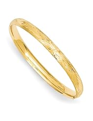 14k 3/16 Florentine Engraved Baby Bangle Bracelet, Best Quality Free Gift Box Satisfaction Guaranteed