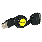 Amzer Retractable Hotsync and Charge Data Cable for iPhone 4 (Black)