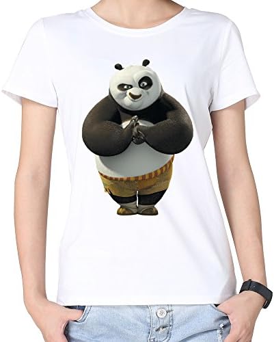 SaqT Woman's Kung Fu Panda Movies Lovely Panda Game Tshirt White S