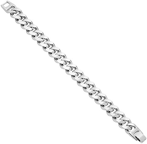 Mens Rhodium Plated Cuban Link Curb Bracelet