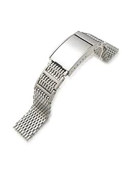 20mm Flexi Ploprof 316 Reform Stainless Steel "SHARK" Mesh Watch Band Seatbelt Strap, Brushed