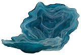 Colorful Art Glass Small Teal Oyster Bowl 9"L x 7"W Set of Two