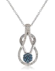 Sterling Silver Blue and White Diamond Pendant Necklace (1/4 cttw, I-J Color, I2-I3 Clarity), 18"