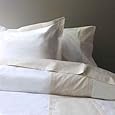 Marc Thee Home Collection B03LSQ 350 Thread Count Twill Weave Banded Cotton Duvet Cover, Queen, Limestone