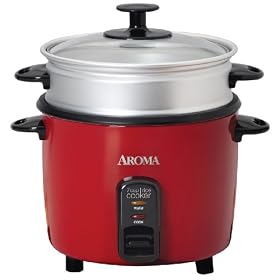Aroma ARC-717-1NGR 7-Cup Pot-Style Nonstick Rice Cooker and Food Steamer, Red by Aroma
