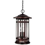 Capital Lighting 9954BB Outdoor Hanging Fixture with Seeded Glass Shades, Burnished Bronze Finish by
