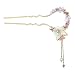 Handmade Shining Swarovski Crystal Pearl Flower Dangling U Shape Hair Stick