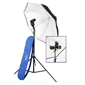 Lastolite LL LU2478 All-In-One 40-Inch Umbrella To Go Kit with TriFlash, Umbrella and Stand