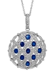1.58ct tw Circle Sapphire and Diamond Pendant set in 14k Gold