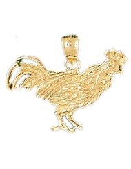 Dazzlers Solid 14k Gold Rooster Charm Pendant Available in three colors from jewelsberry (weights: 2.1 grams only)