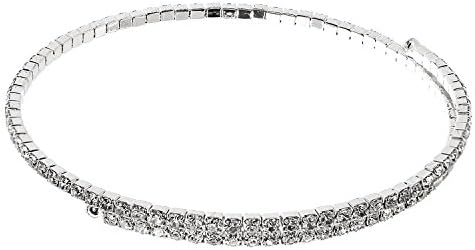 Greatmate Silver Crystal Rhinestone Square Shape 1 Layer Chocker Necklace with 2 Layer Half