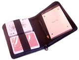 Black Leather Poker Set with 2 Decks of 100% Plastic Cards