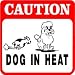 CAUTION: DOG IN HEAT pet family fertile sign