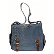 Denim Bag with Genuine Leather and Front Drop Closure made from Vintage, Used Bluejeans