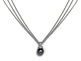 Black South-Sea 9.5mm Pearl Surrounded by Pave Set Diamonds and Set on an 18K White Gold 16