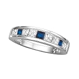 Platinum 5/8 ct. Princess Cut Diamond and 2/3 ct. Sapphire Wedding Band
