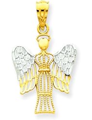 14K Two Tone Gold Angel Pendant Charm Religious Jewelry