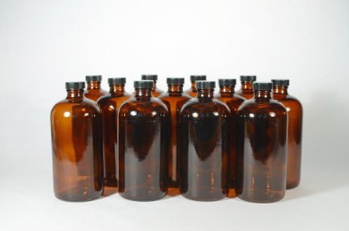 32 Oz Amber Growler (Boston Round) with Phenolic Lid - Case of 12