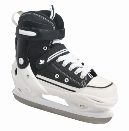 Produkt-Bild: Ontario Kinder Schlittschuhe Canvas schwarz-wei&szlig; verstellbar 35-38