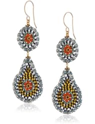 Miguel Ases Olivine Hydro-Quartz Circle and Teardrop Earrings