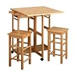 Wood Table Drop Leaf Square Stool in Natural By Winsome Furniture