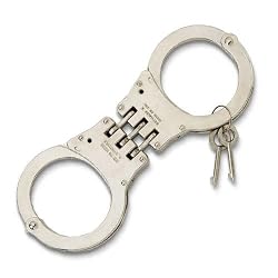 Hinged Nickel Plated Double Lock Handcuffs
